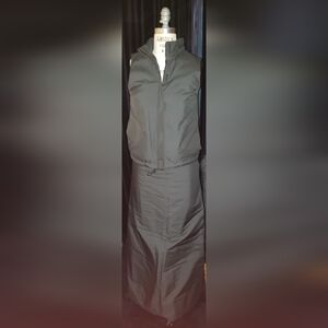 Theory military olive green zipper hood collar padded vest